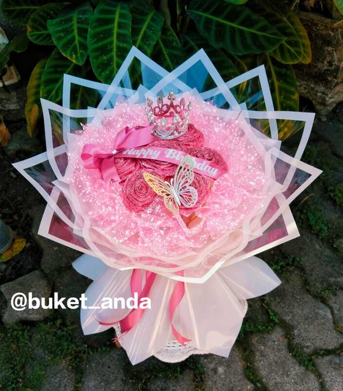 buket pita satin isi 7 tangkai + accesories