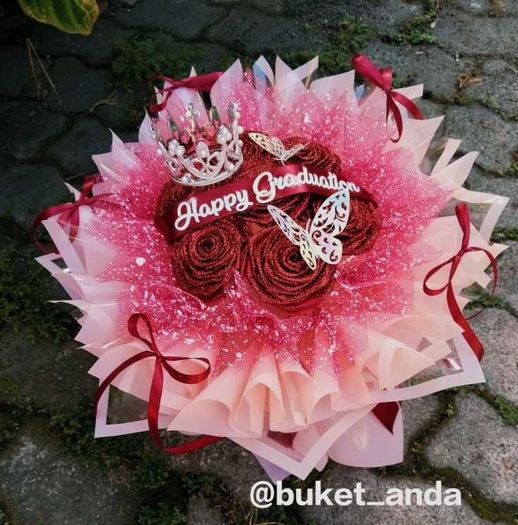 buket pita satin isi 7 tangkai + accesories