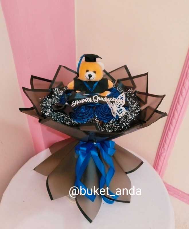 buket pita satin 7 tangkai + accesories