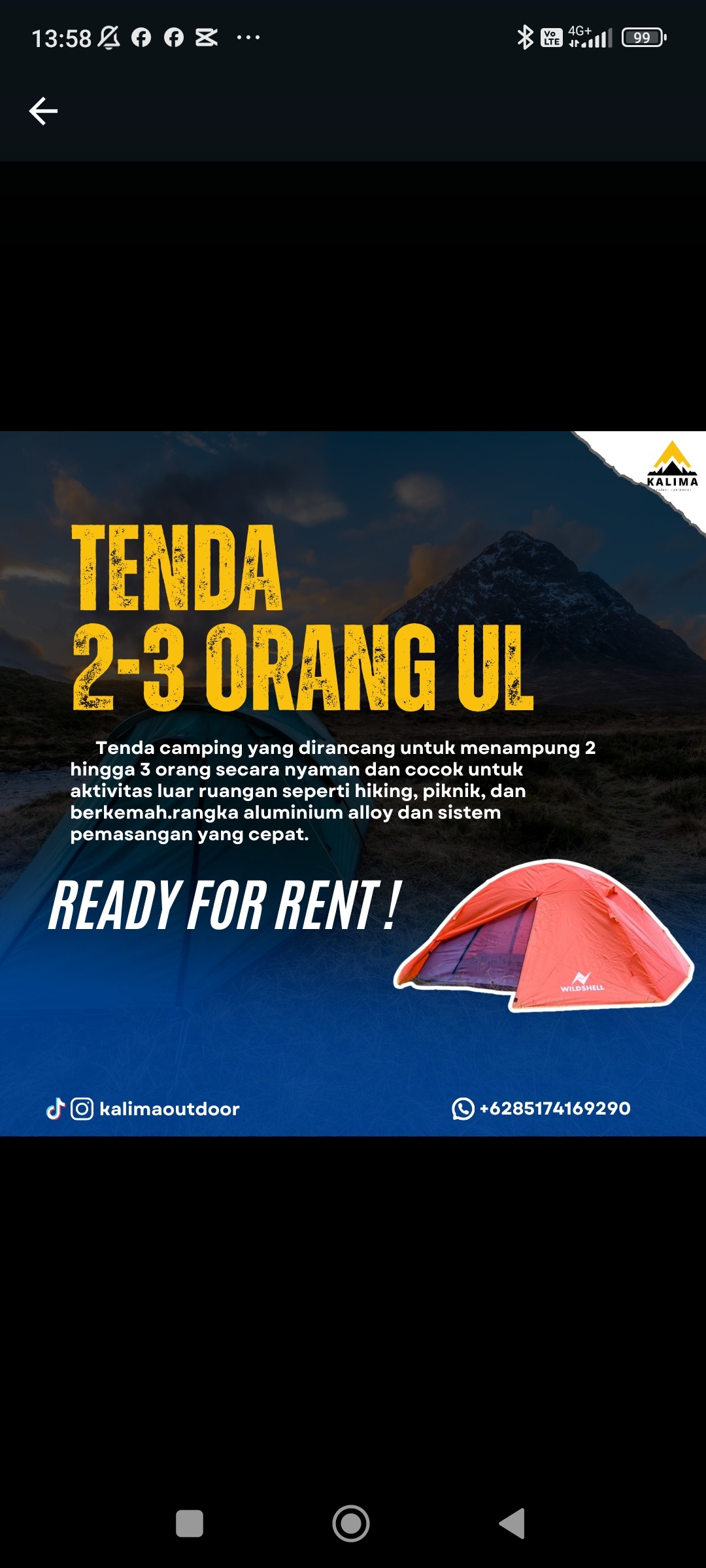 Tenda 2 - 3 Orang Ultralight